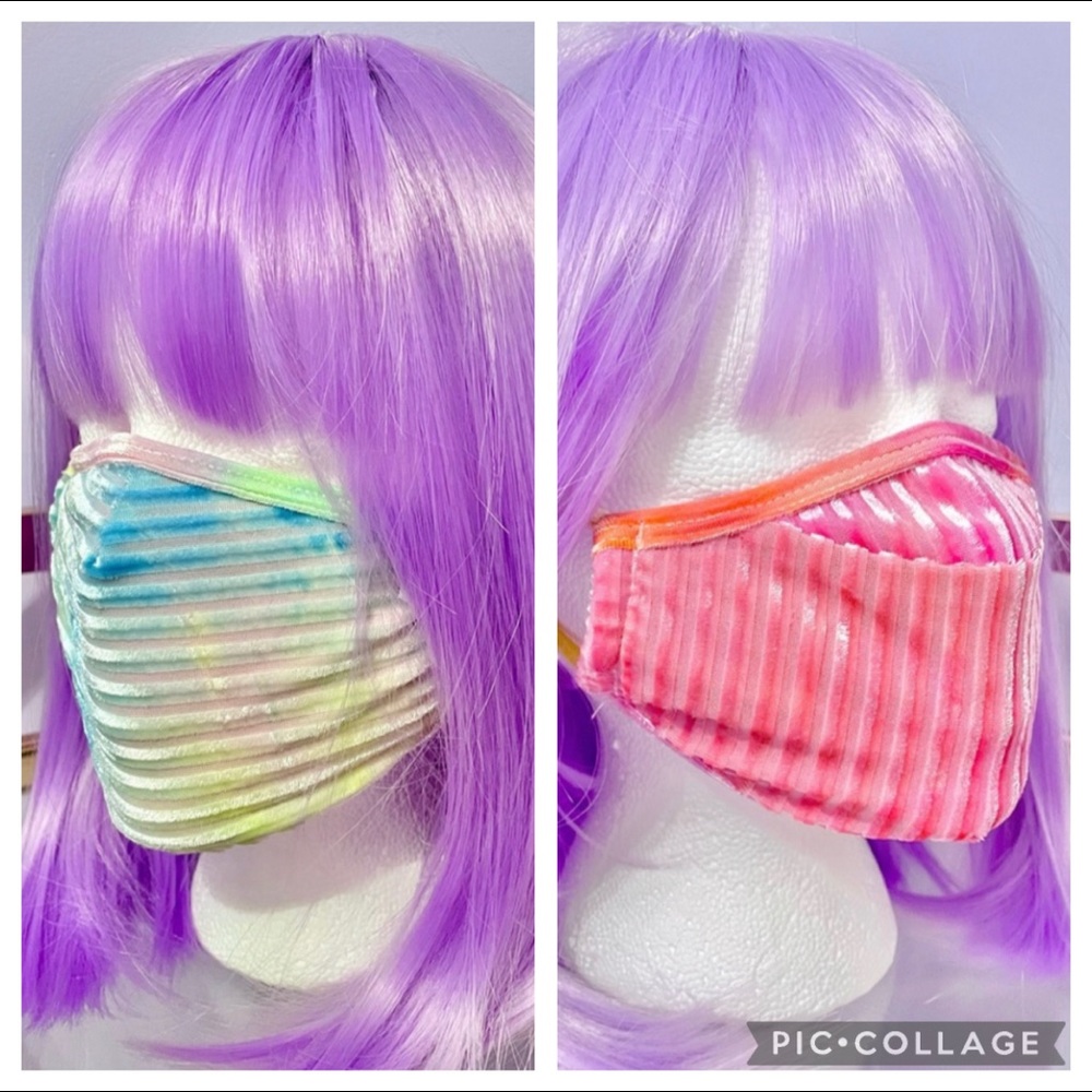 NWT Dolls Kill Rainbow Velvet Face Mask Festival, Rainbow Mask